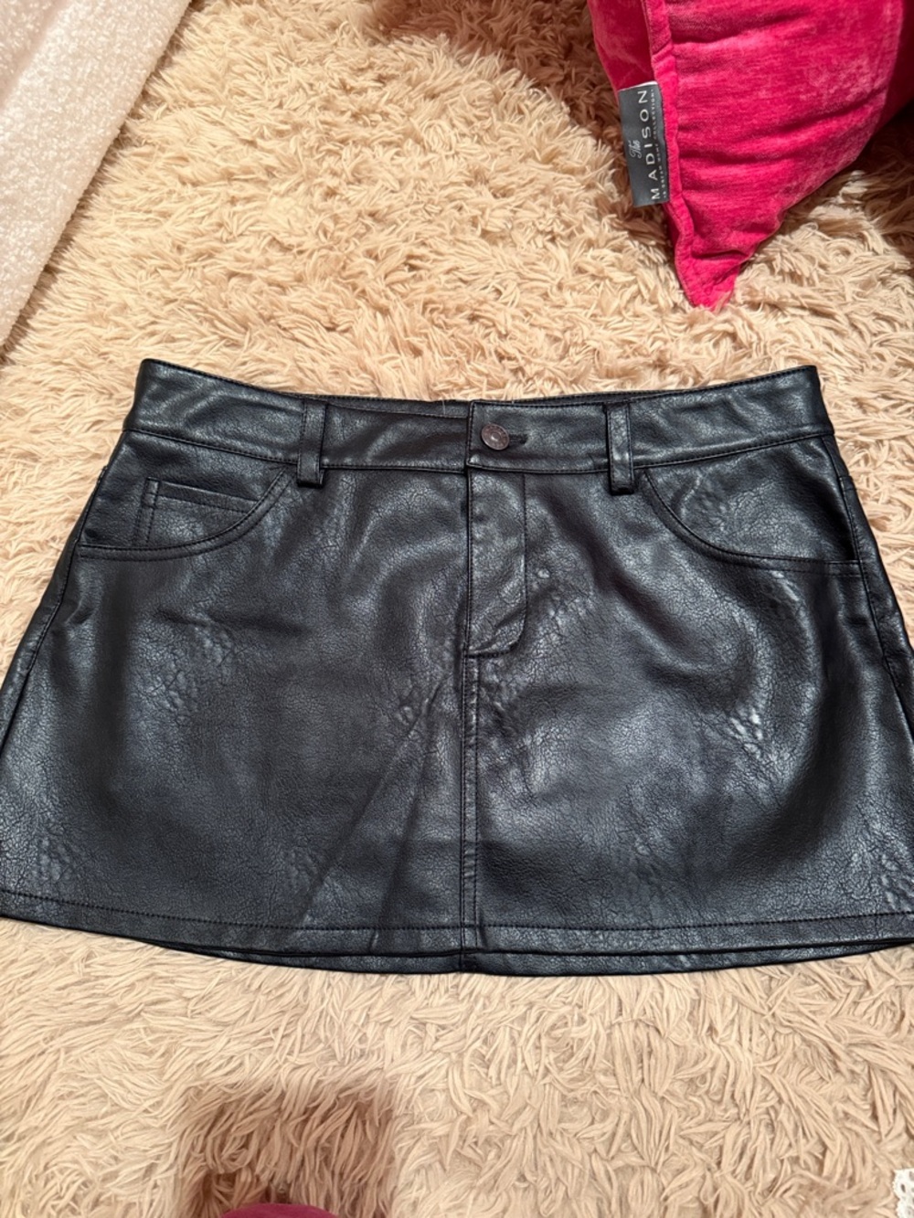 Garage Black Leather Mini Skort size M